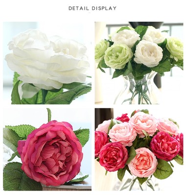 30cm length 8cm head Artificial Silk Flowers artificial cabbage roses with plastic Stem Wedding Home