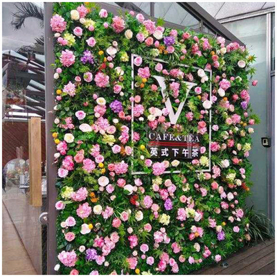 Wedding Decoration White Pink Panel of Rose Greenery Plant Roll Up Artificial Flower Wall